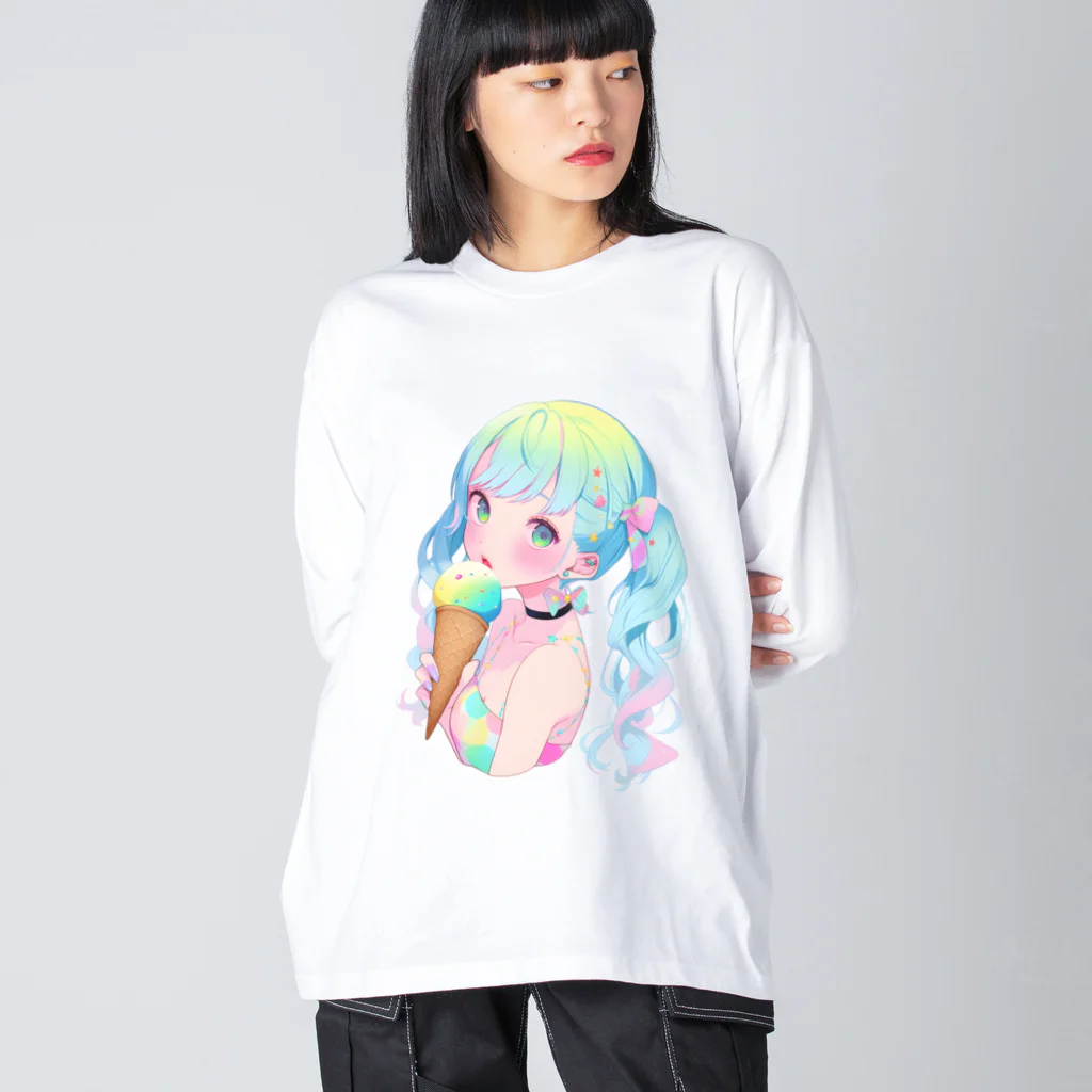 ヤバいTシャツ屋しゃんの暑い夏はアイスだ008 Big Long Sleeve T-Shirt