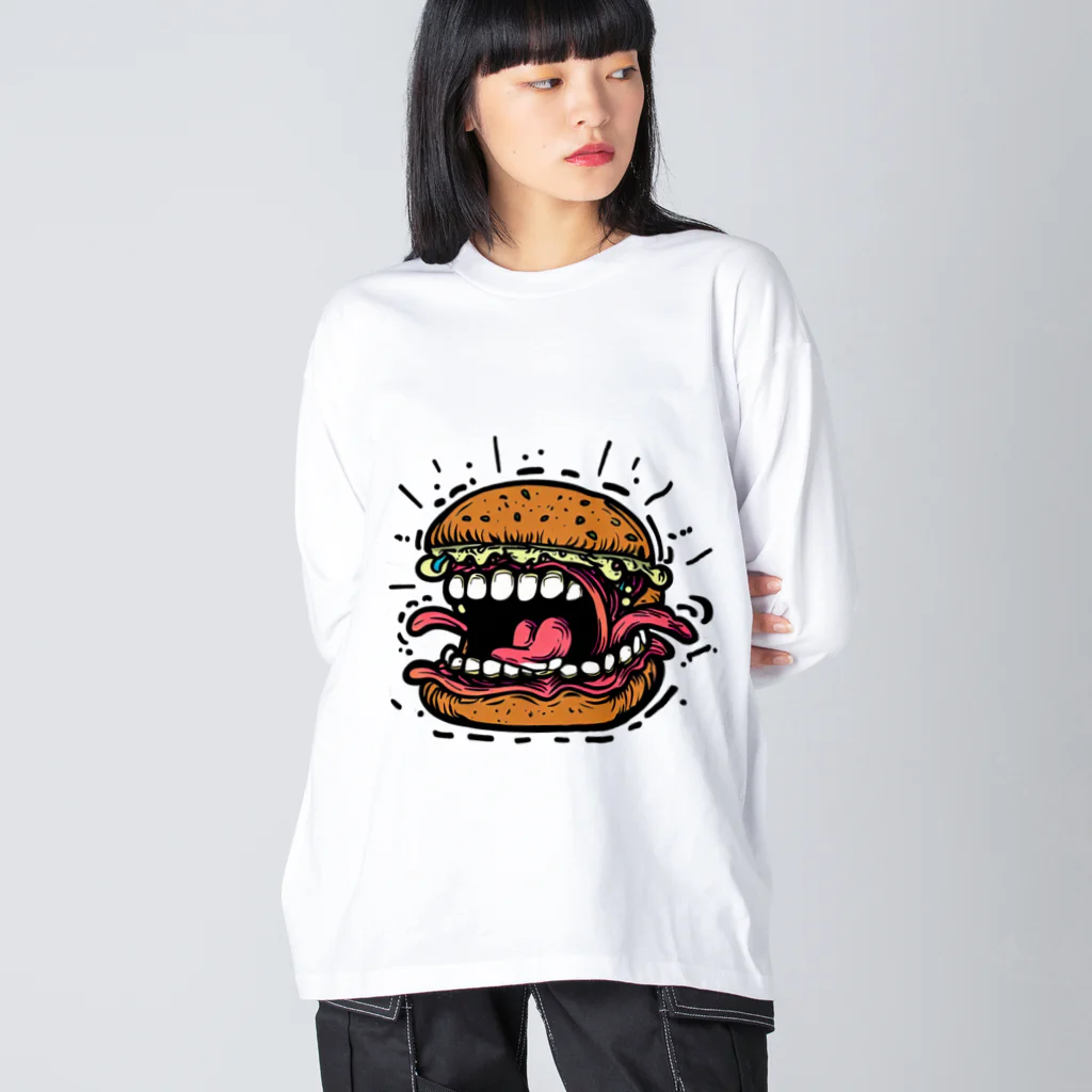 □モンスターバーガー【ハンバーガー】 / モンスターカスタム ( monster_custom )のビッグシルエットロングスリーブTシャツ通販 ∞  SUZURI（スズリ）