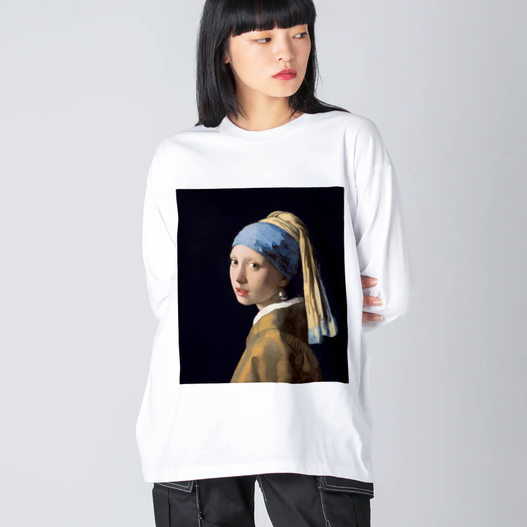 世界美術商店の真珠の耳飾りの少女 / Girl with a Pearl Earring Big Long Sleeve T-Shirt