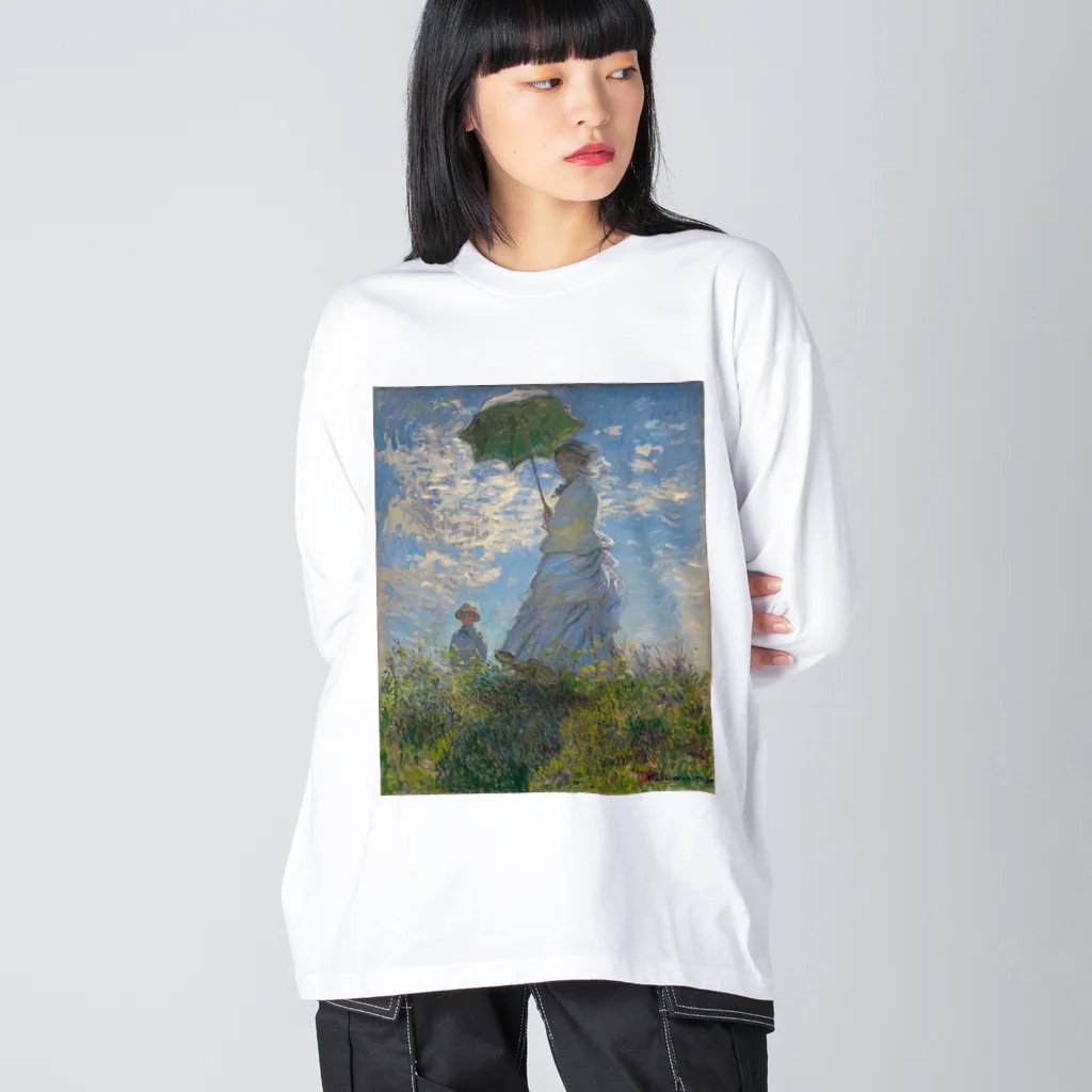 世界美術商店の散歩、日傘をさす女性 / Woman with a Parasol - Madame Monet and Her Son ビッグシルエットロングスリーブTシャツ