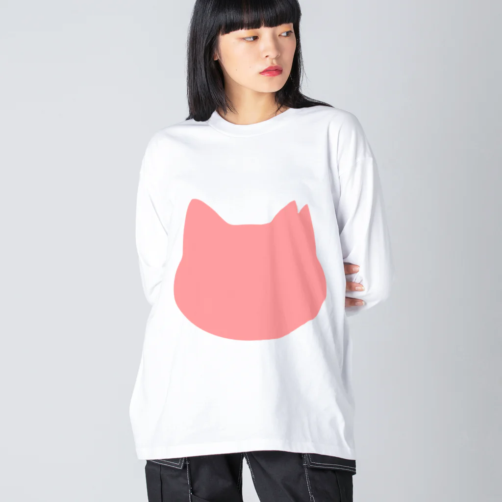 ichinoshopのさくら猫シルエット/ピンク ビッグシルエットロングスリーブTシャツ