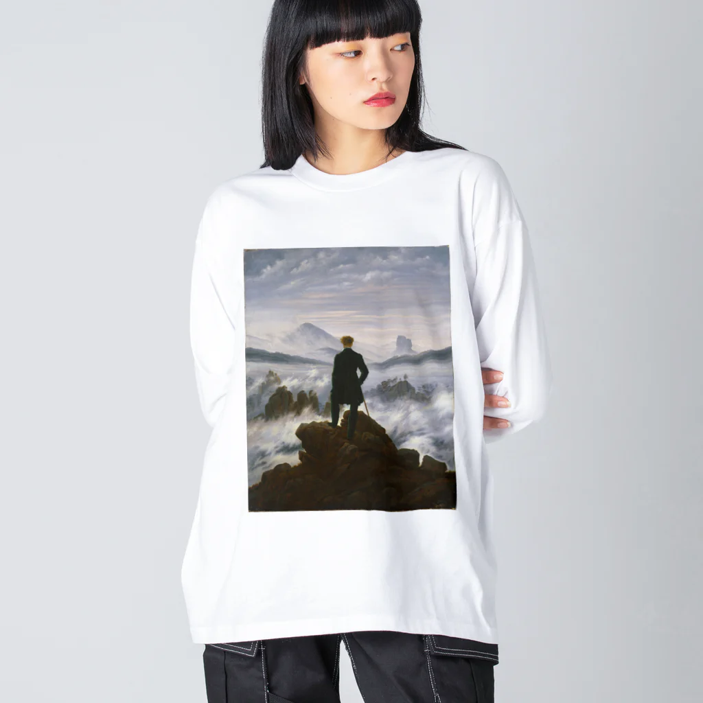 世界美術商店の雲海の上の旅人 / Wanderer above the Sea of Fog Big Long Sleeve T-Shirt