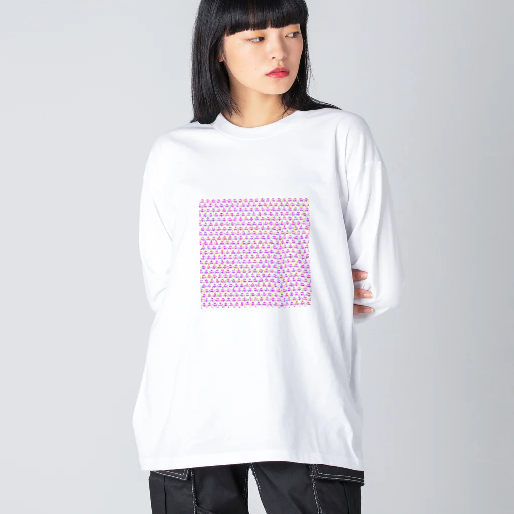 🍩tarojiro(たろじろ) shop🍩の墓暴キクラゲ模様 Big Long Sleeve T-Shirt