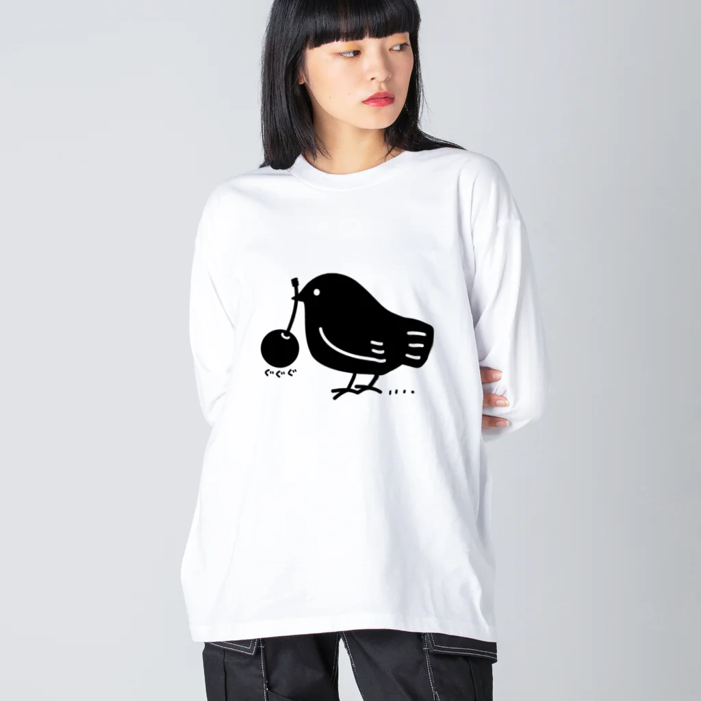 イラスト MONYAAT のみつぐトリ黒 Big Long Sleeve T-Shirt