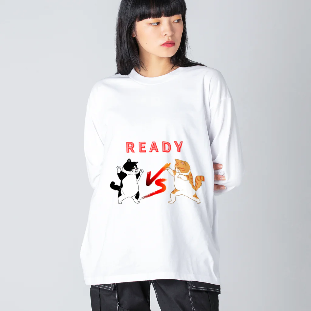 ToFu Creative Studioの猫の戦い ビッグシルエットロングスリーブTシャツ