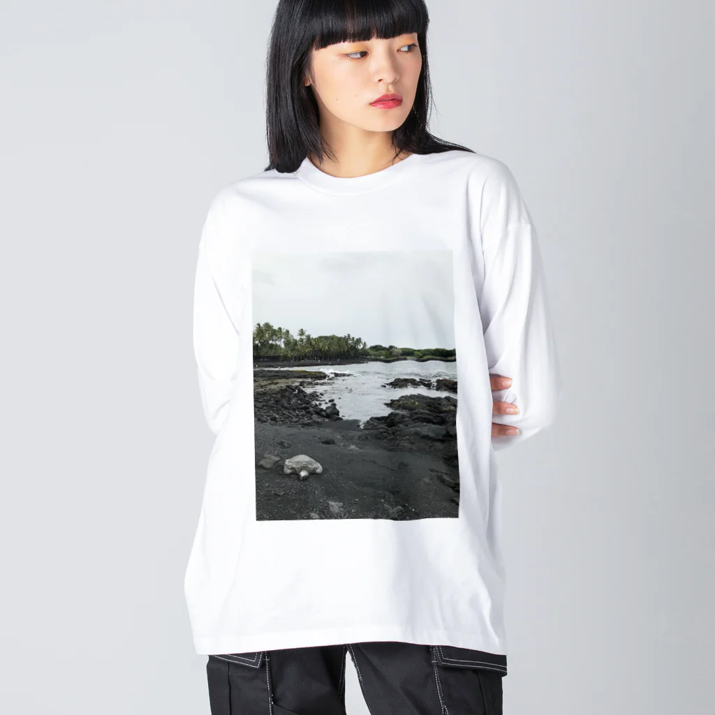 みちゅぱのハワイ島 ブラックビーチとウミガメ Big Long Sleeve T-Shirt