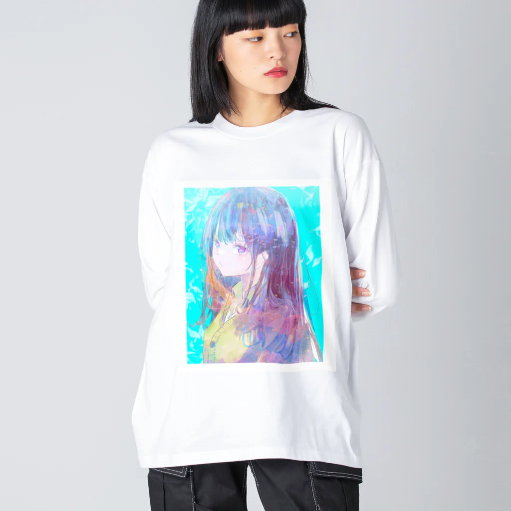 帆波　綾の青髪 Big Long Sleeve T-Shirt