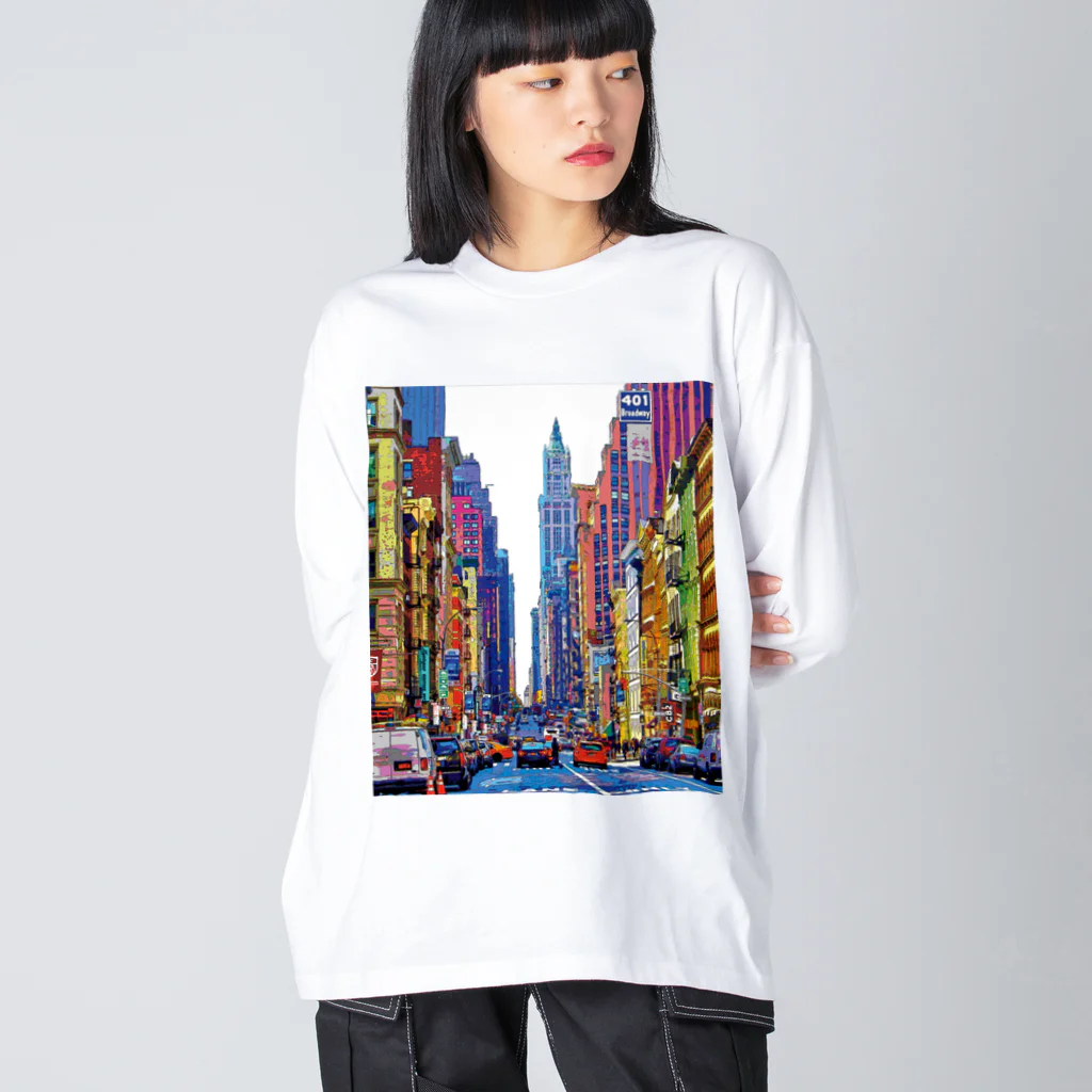 GALLERY misutawoのニューヨーク ブロードウェイの喧騒 Big Long Sleeve T-Shirt