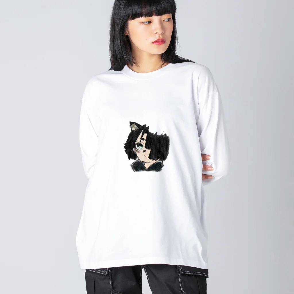 みつまめこshopの猫耳少女 ビッグシルエットロングスリーブTシャツ