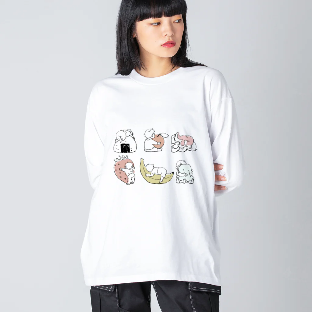 渡邊 春菜のハグする赤ちゃんまとめ(くすみカラー) ビッグシルエットロングスリーブTシャツ