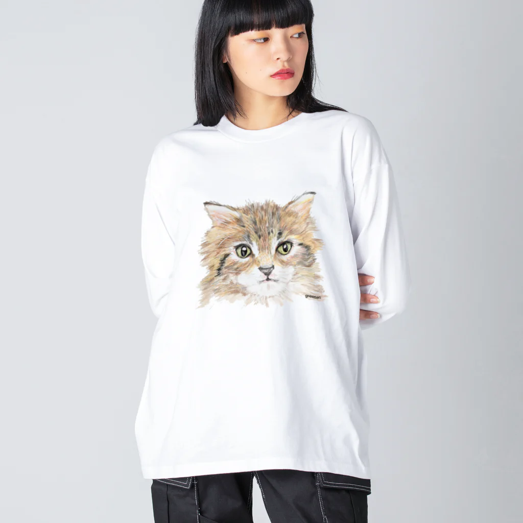 greetenのアート猫　茶トラ Big Long Sleeve T-Shirt