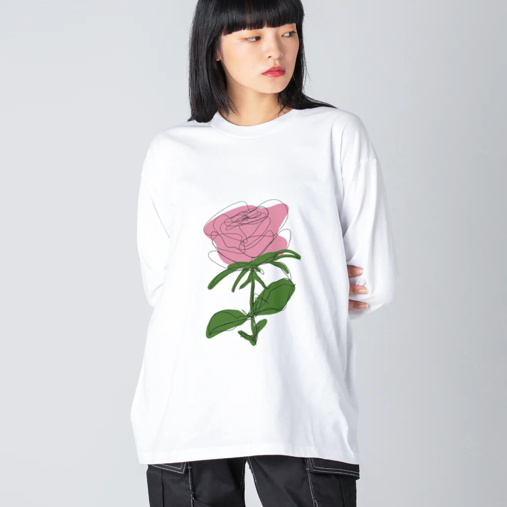 サラスシのmy ROSE ピンク Big Long Sleeve T-Shirt