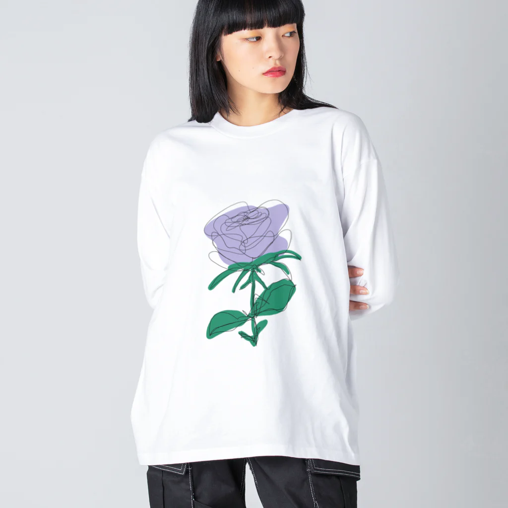 サラスシのmy ROSE パープル Big Long Sleeve T-Shirt