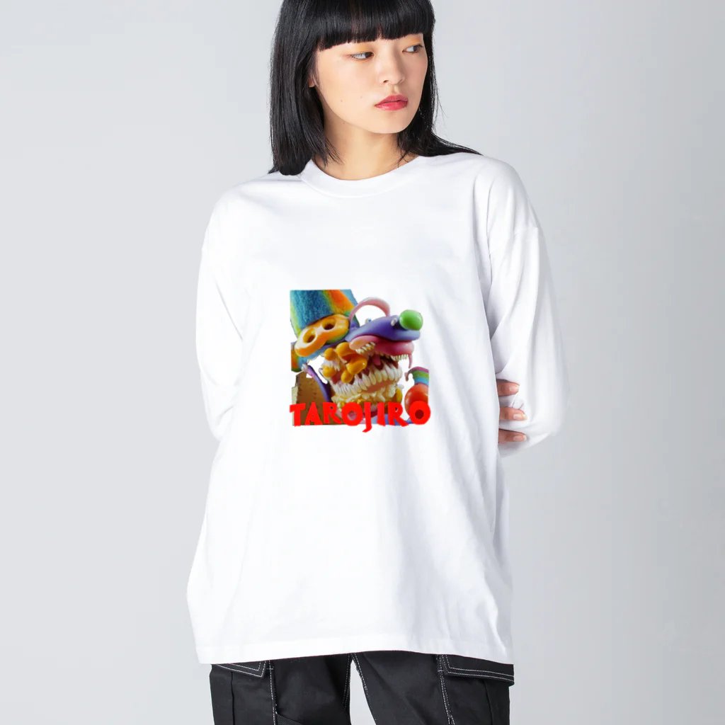 🍩tarojiro(たろじろ) shop🍩のCOLORFUL POPCORN MONSTERS by AI ビッグシルエットロングスリーブTシャツ