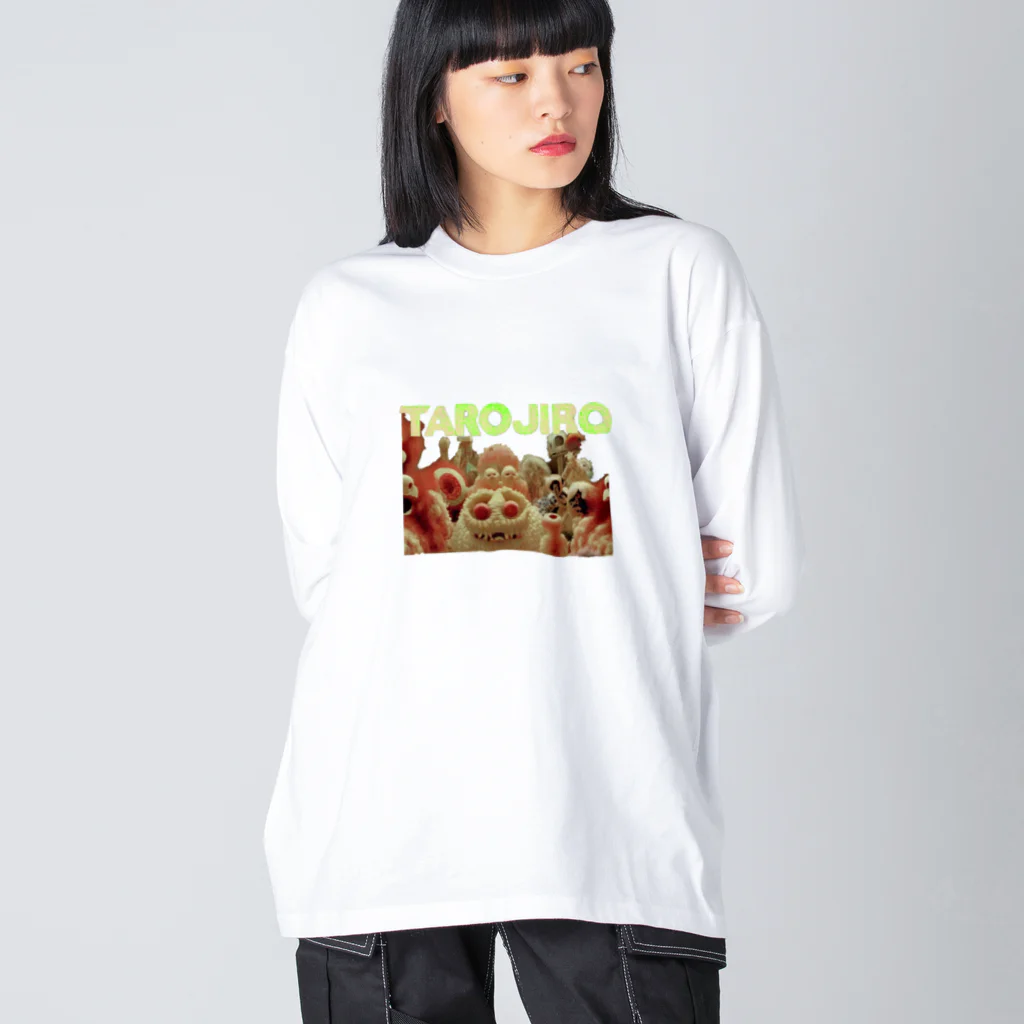 🍩tarojiro(たろじろ) shop🍩のCOLORFUL POPCORN MONSTERS by AI Big Long Sleeve T-Shirt