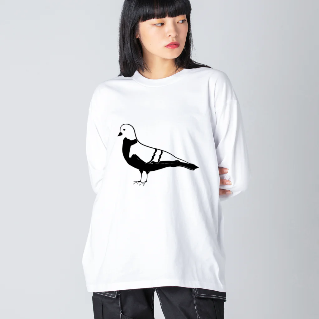 chicodeza by suzuriの鳩のシルエット Big Long Sleeve T-Shirt