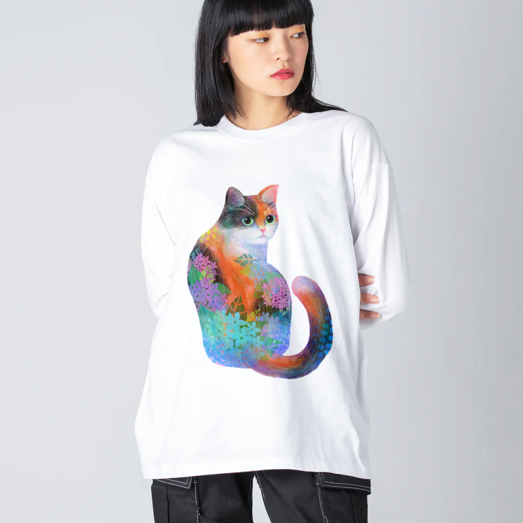 yucca-ticcaの三毛猫 ビッグシルエットロングスリーブTシャツ