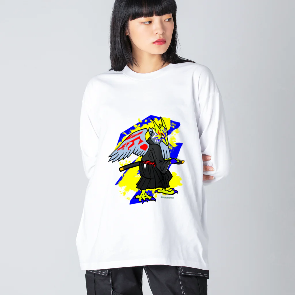 宇寅。の刀と猛禽類イメージのドラゴン Big Long Sleeve T-Shirt