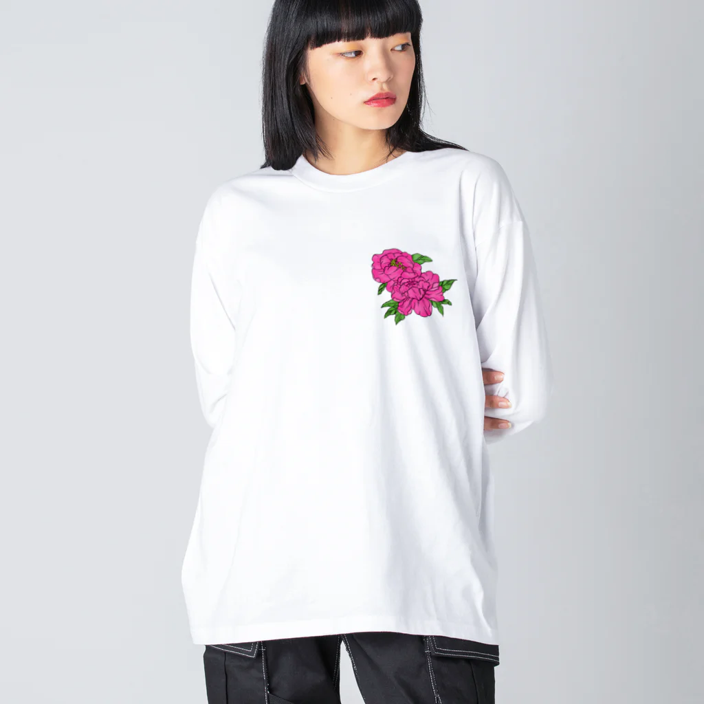 YASUPLANTS&AQUAの牡丹 Big Long Sleeve T-Shirt