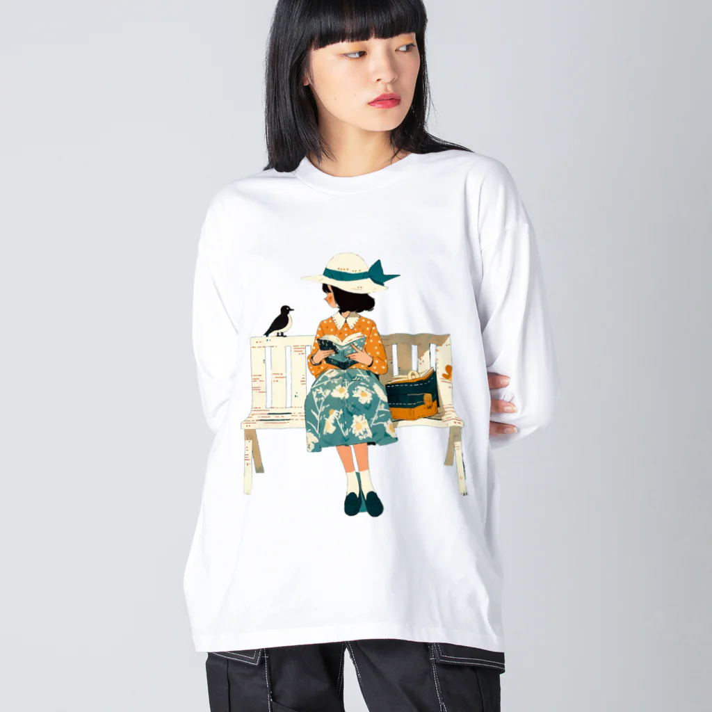 桜音ことこ企画の小鳥と少女のベンチ Big Long Sleeve T-Shirt
