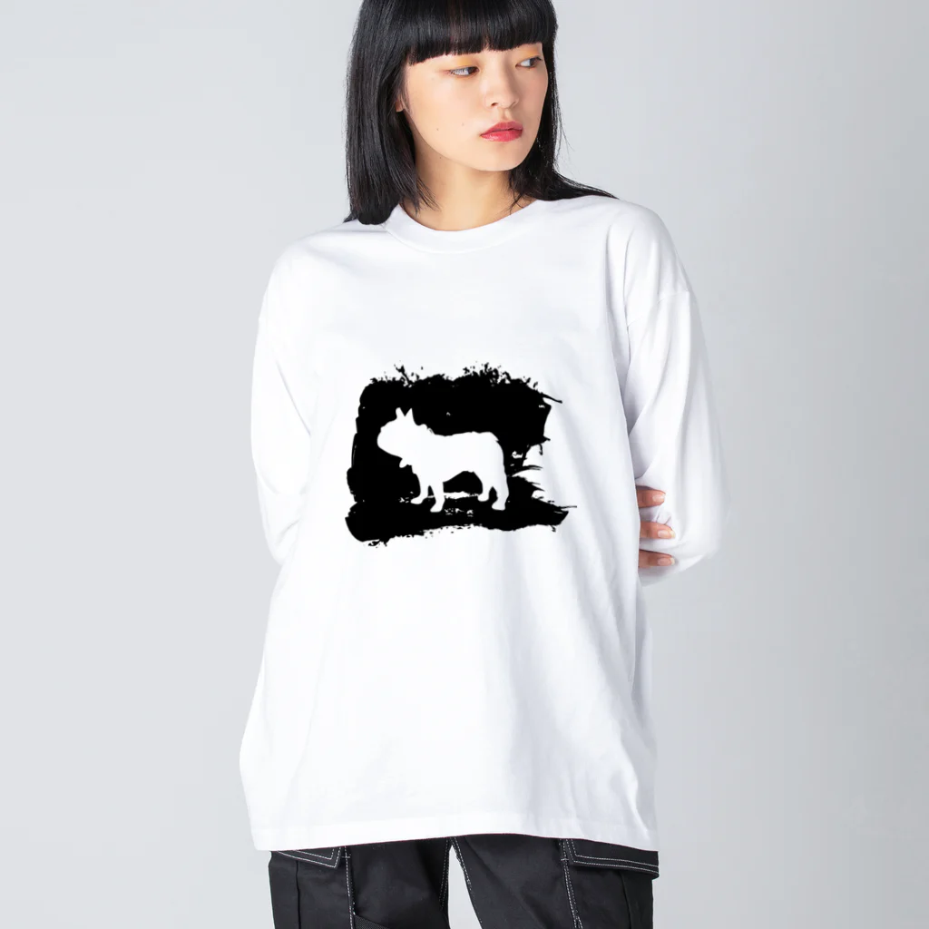 chicodeza by suzuriの墨絵のフレンチブルドッグ Big Long Sleeve T-Shirt