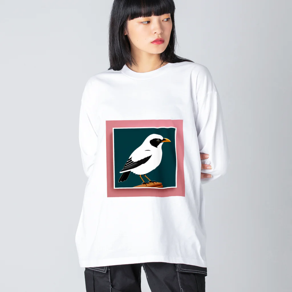 みどりの森のエレガントな鳥 ビッグシルエットロングスリーブTシャツ