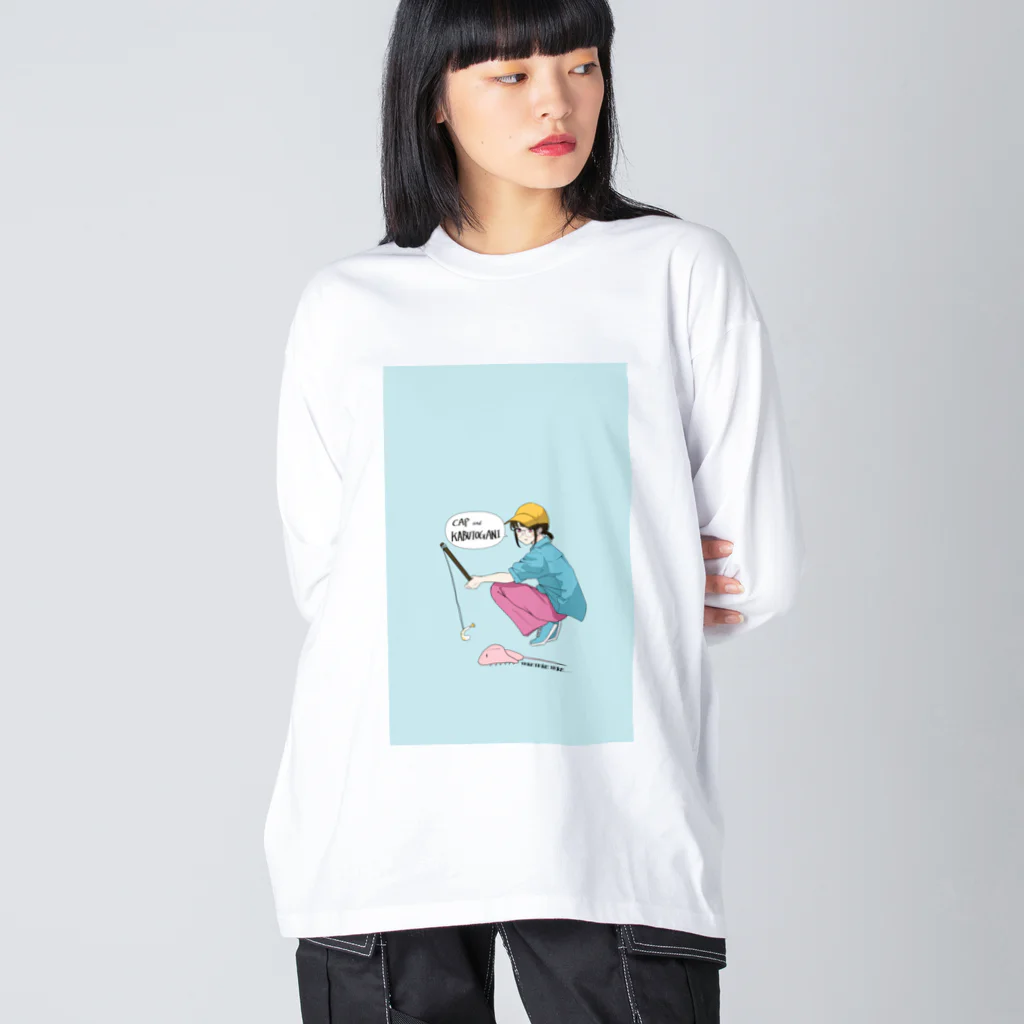 ちりげむしのCAPandKABUTOGANI ビッグシルエットロングスリーブTシャツ