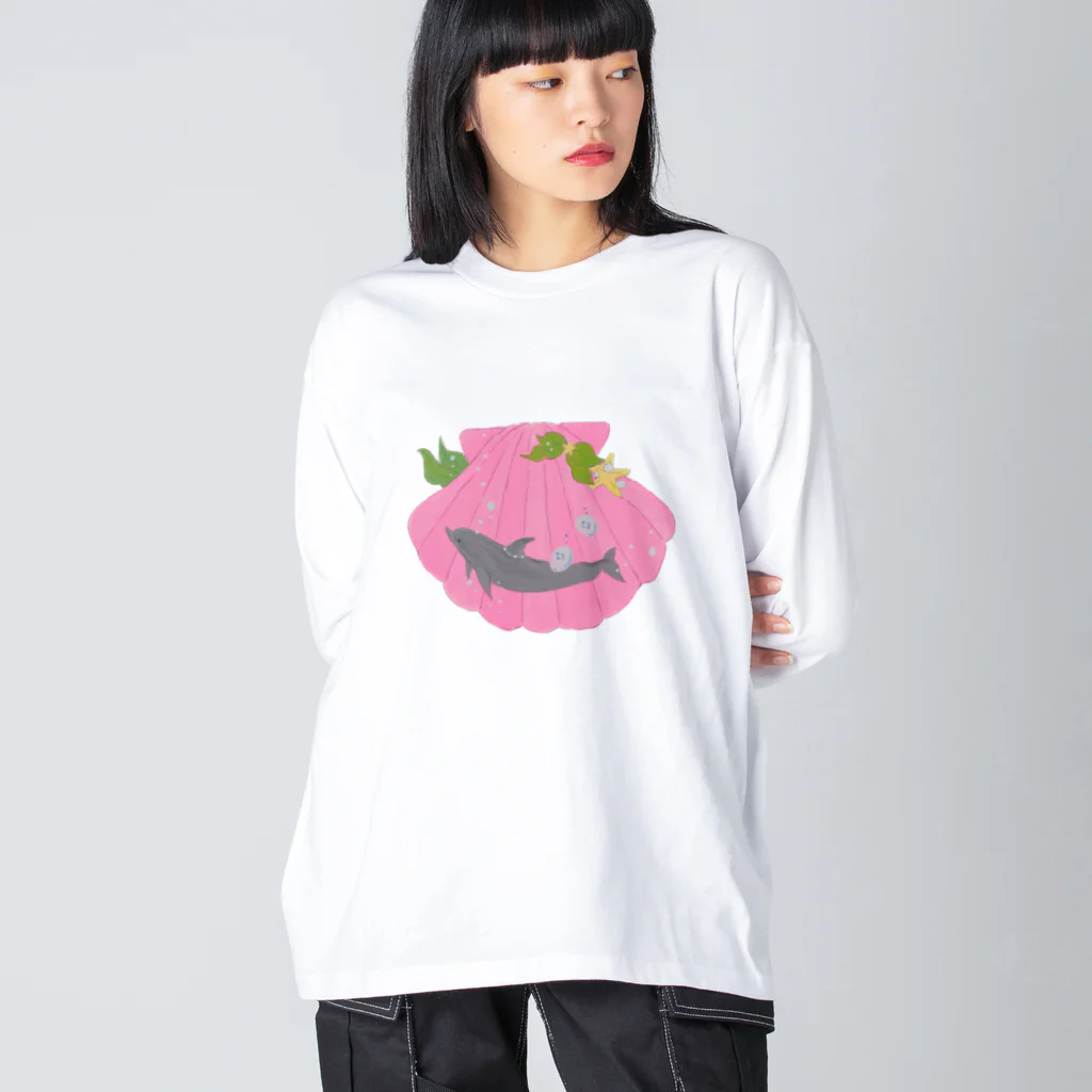 SHACHIKOのmorning shell dolphin Big Long Sleeve T-Shirt