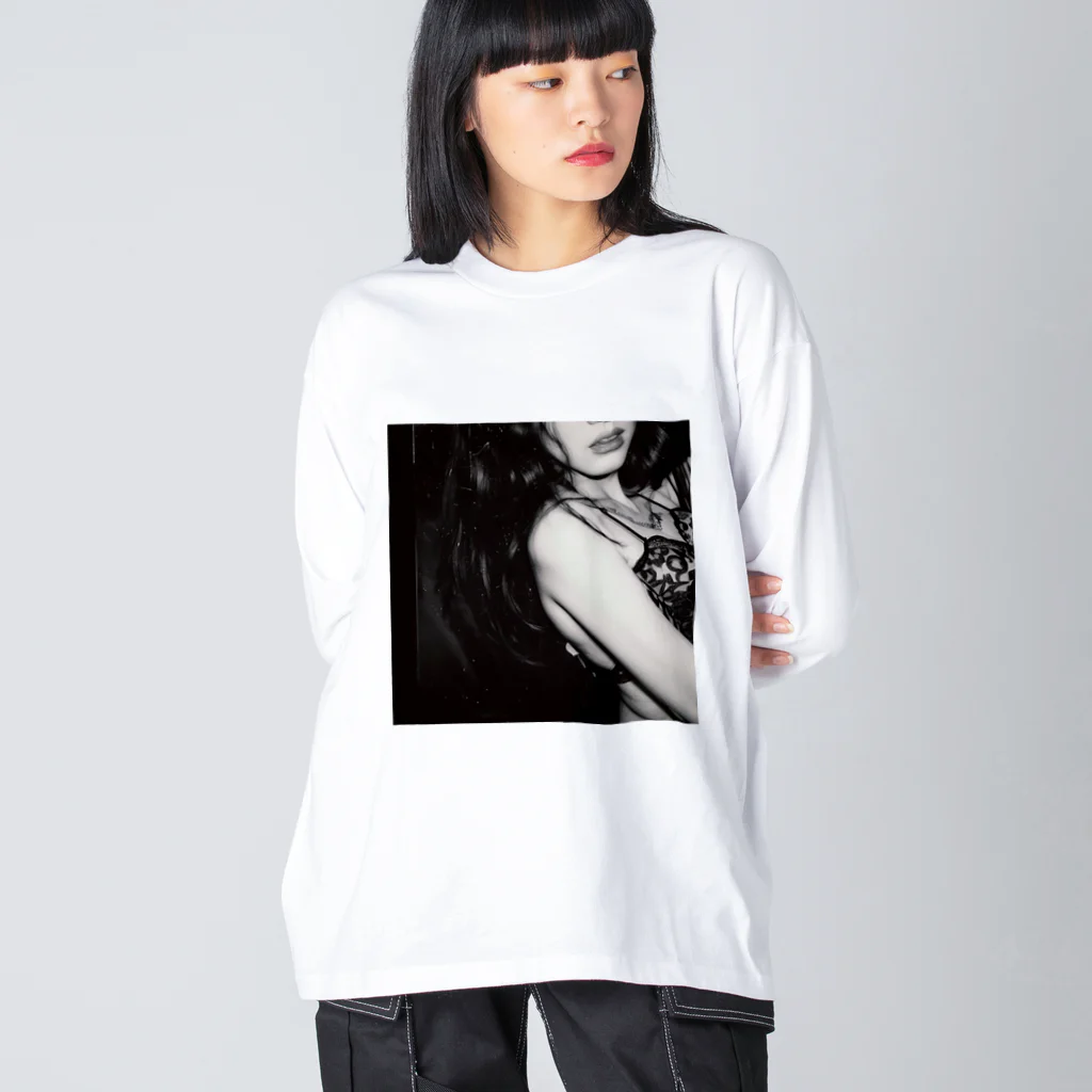 SOKICHISAITOのThe Intersection of a Turning Woman and AI: A Genesis of New Life #011 #forntprint ビッグシルエットロングスリーブTシャツ