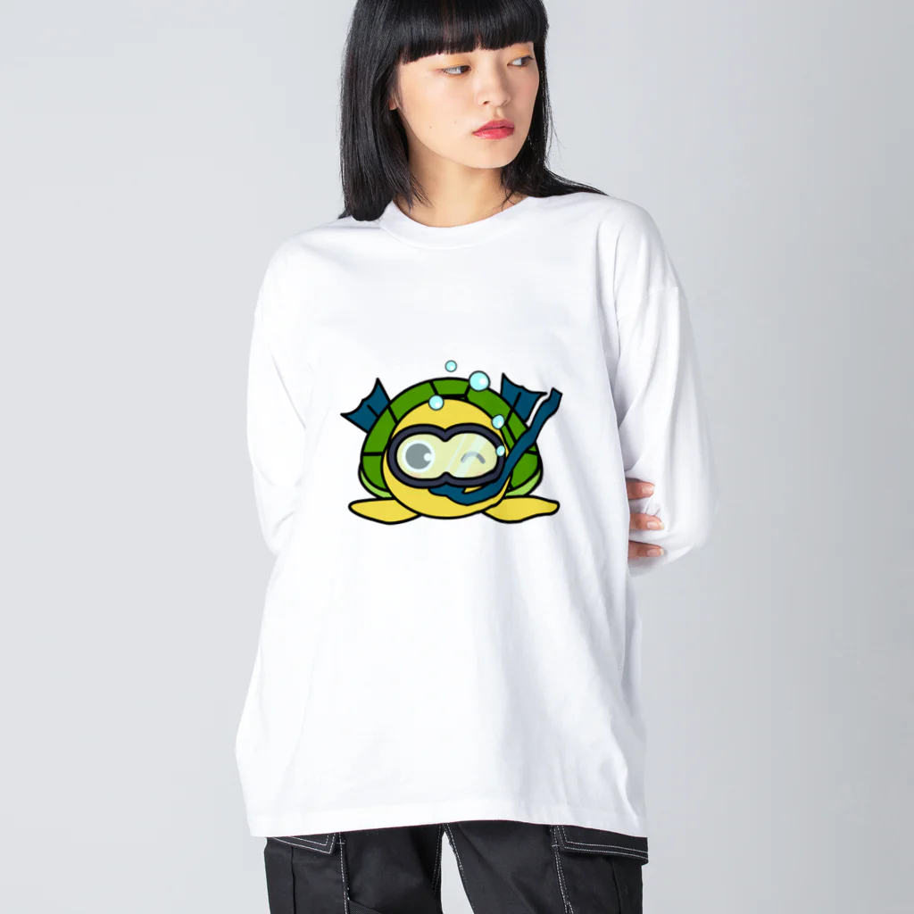 chicodeza by suzuriのシュノーケリング亀ちゃん Big Long Sleeve T-Shirt