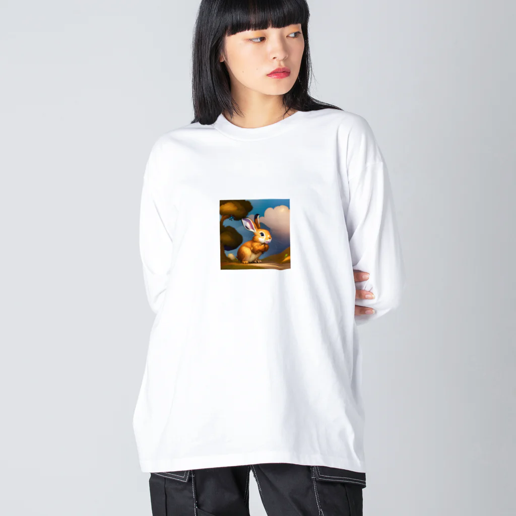 mikkunchamaのかわいいうさぎのイラストグッズ ビッグシルエットロングスリーブTシャツ