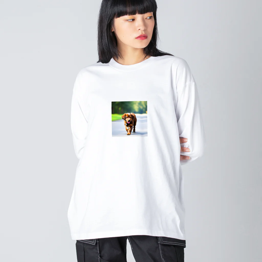 waka0129の茶色の犬 ビッグシルエットロングスリーブTシャツ