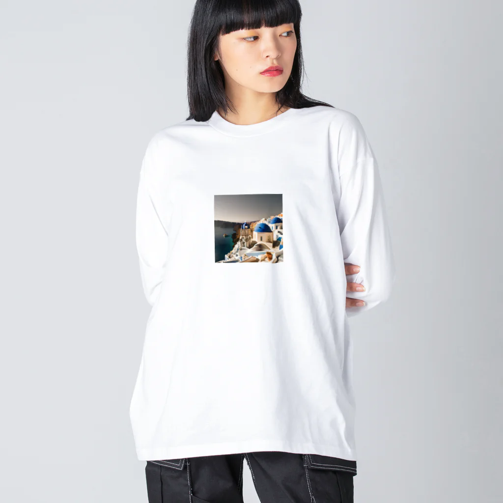 manopinoのおしゃれな街！サントリーニ島 Big Long Sleeve T-Shirt