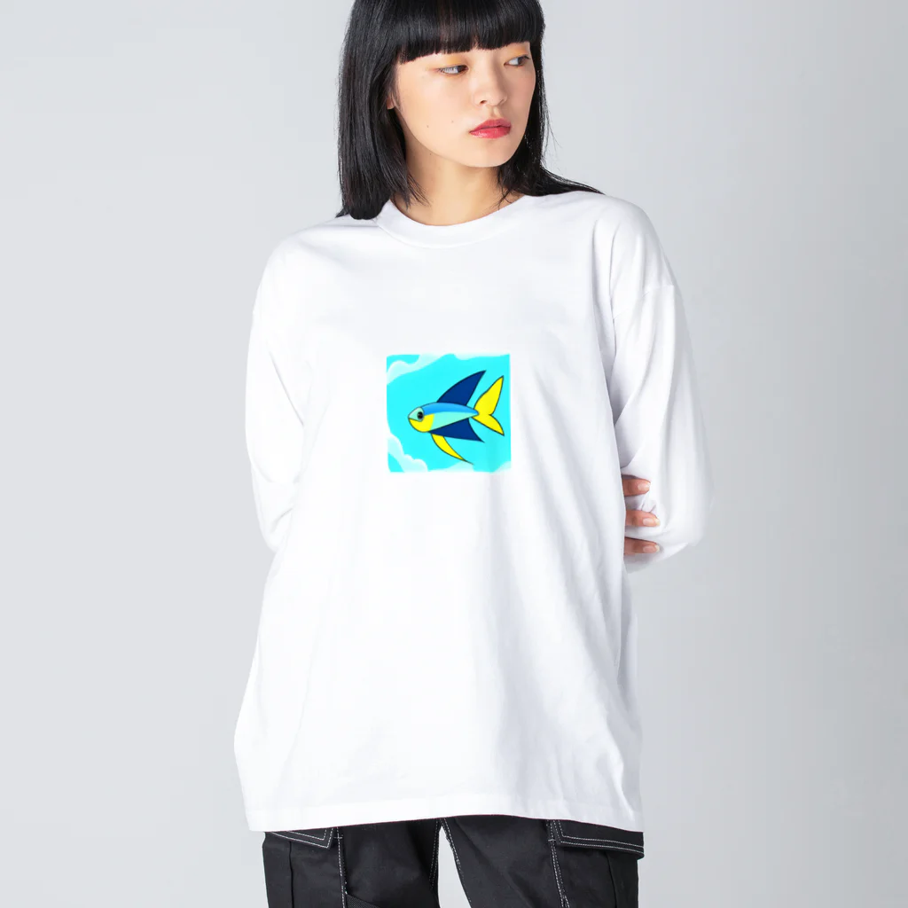 魚大好きマンの空飛ぶ魚 ビッグシルエットロングスリーブTシャツ