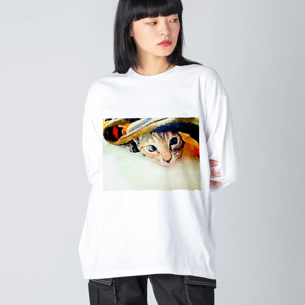 コハクのブランケットからひょっこりニャンコ🐱 Big Long Sleeve T-Shirt