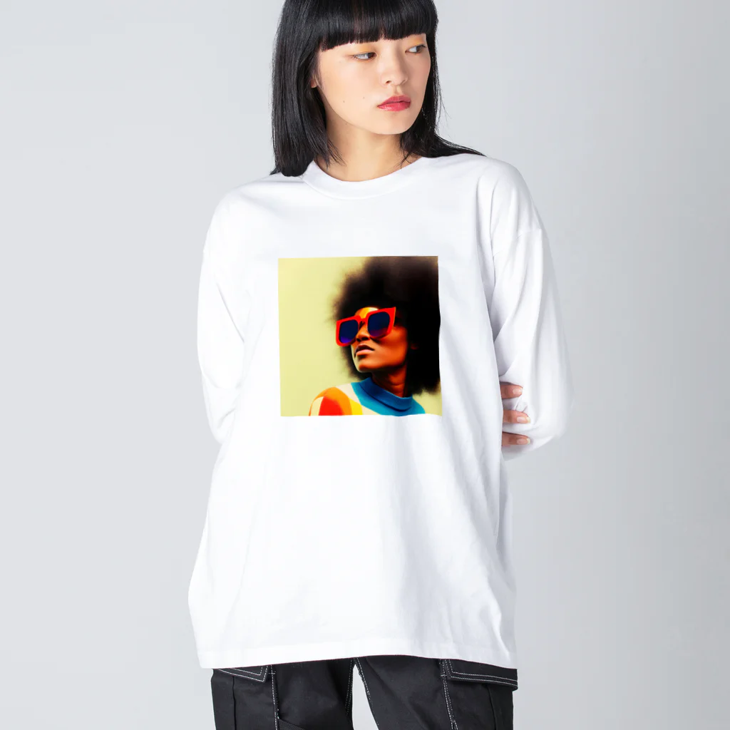 クリエイティブ ショップのアフロヘアーのファンキーな女性 Big Long Sleeve T-Shirt