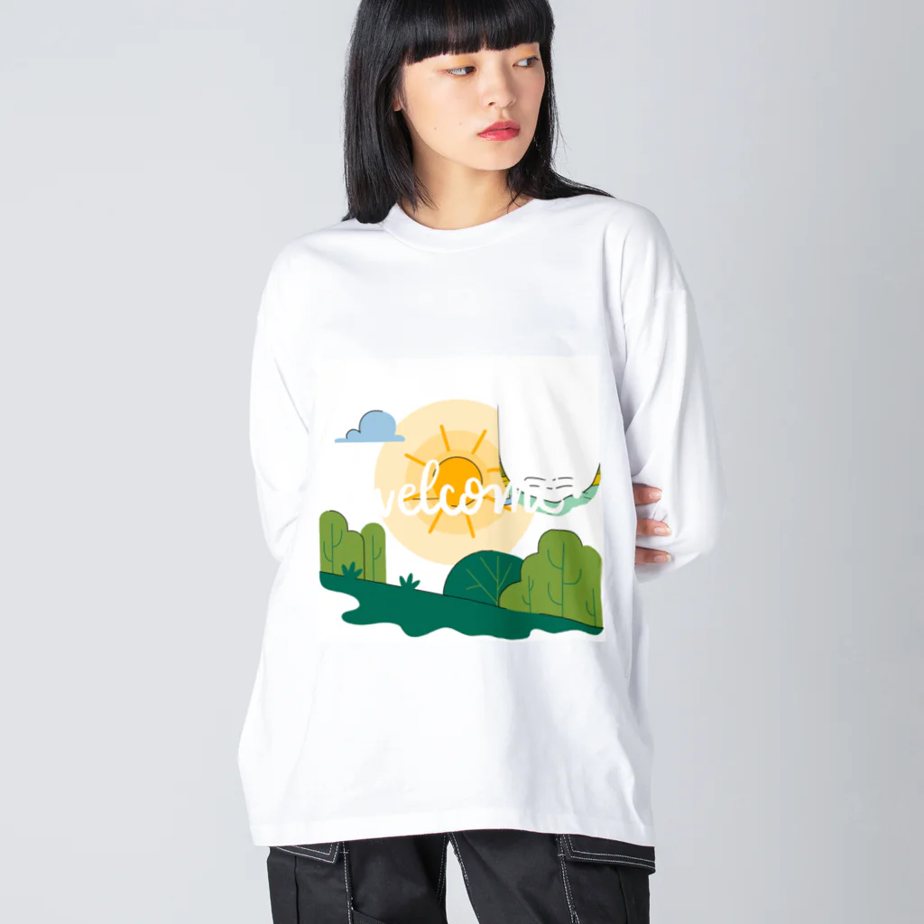 ネコにこ7820のwelcome ビッグシルエットロングスリーブTシャツ