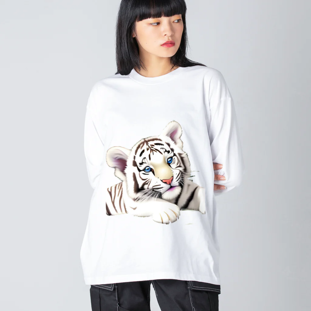 ちゅんきちショップのホワイトタイガーの赤ちゃん Big Long Sleeve T-Shirt