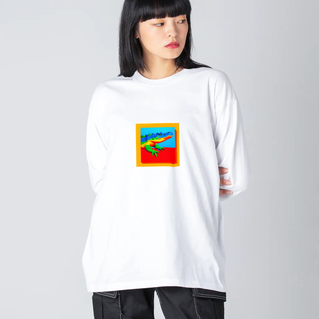 Ikujipappaのカラフルクロコダイル ビッグシルエットロングスリーブTシャツ