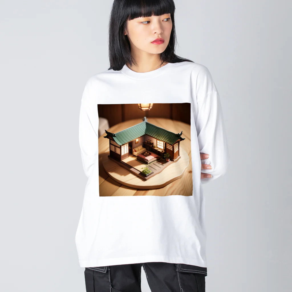 chocobo25whiteのミニチュアな日本家屋01 ビッグシルエットロングスリーブTシャツ