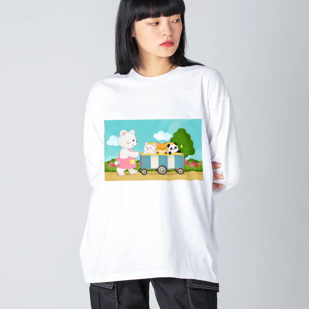 アプリコワークスのくまちゃん・みんなでお散歩 ビッグシルエットロングスリーブTシャツ