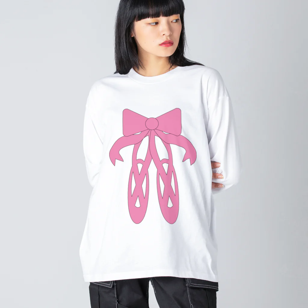 HONOMINEのピンクのバレエシューズ Big Long Sleeve T-Shirt