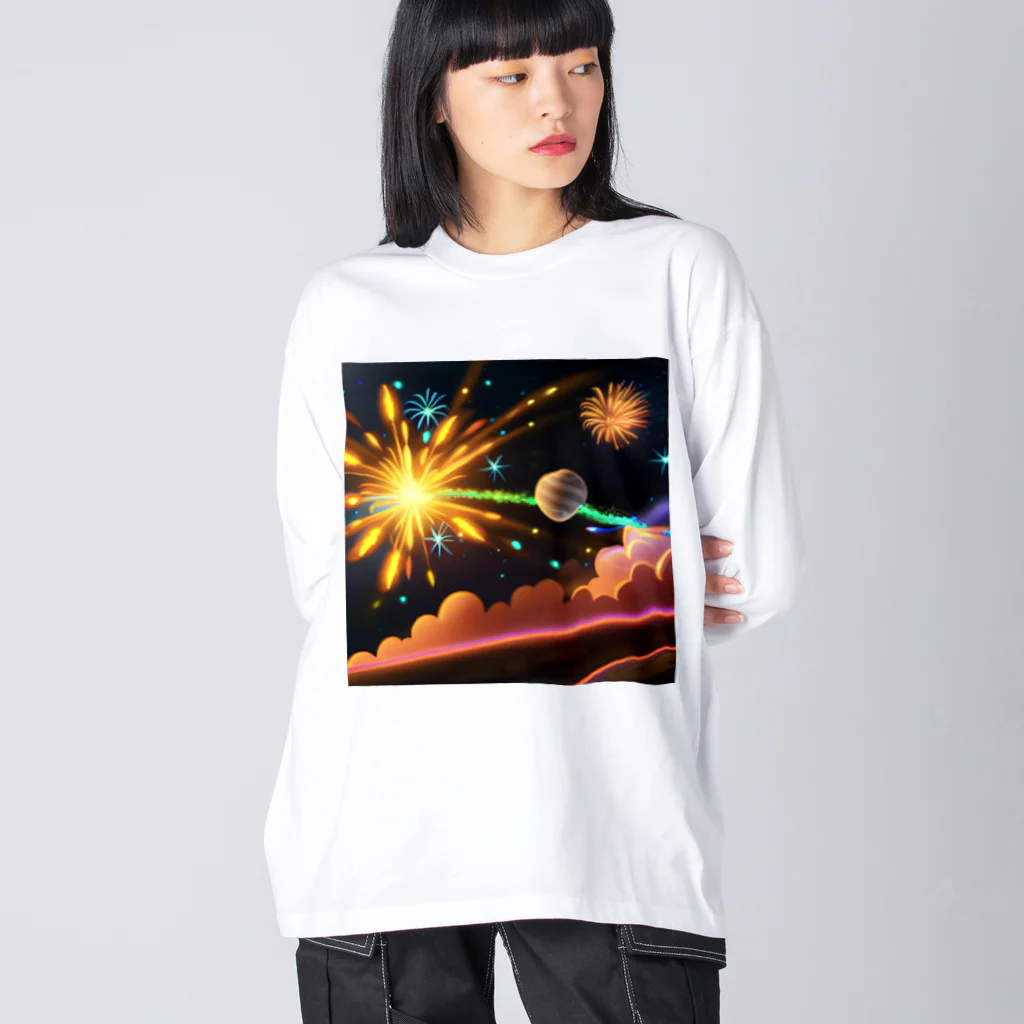 marky88の宇宙に咲く花火 ビッグシルエットロングスリーブTシャツ