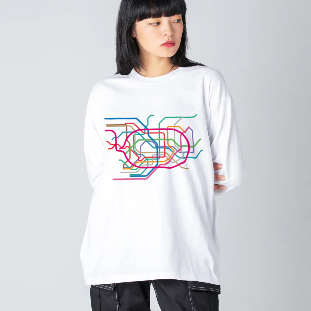 DRIPPEDの東京地下鉄路線図-東京メトロ路線図 ROUTE MAP TOKYO METROPOLITAN AREA- Big Long Sleeve T-Shirt