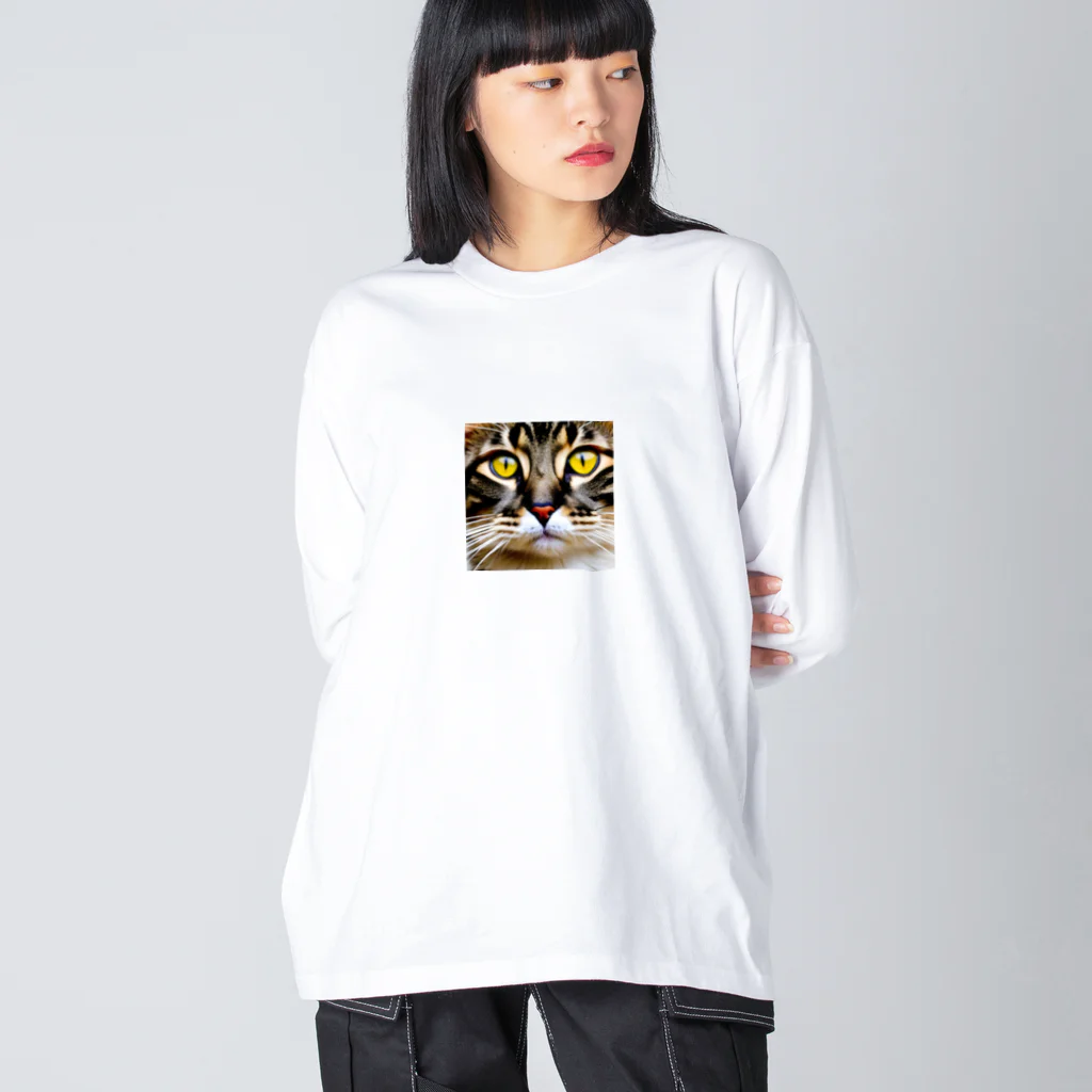 gatto solitario(物寂しげな猫)のドアップな猫！ Big Long Sleeve T-Shirt