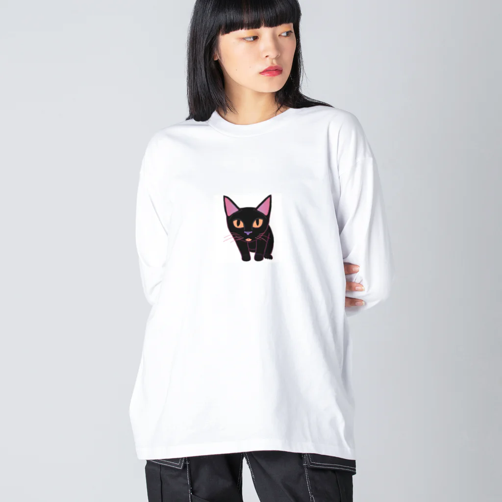 gatto solitario(物寂しげな猫)の黒猫 ビッグシルエットロングスリーブTシャツ