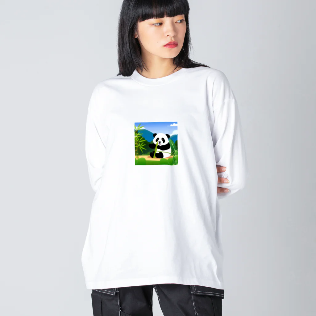 Send8の可愛くむさぼるパンダ ビッグシルエットロングスリーブTシャツ