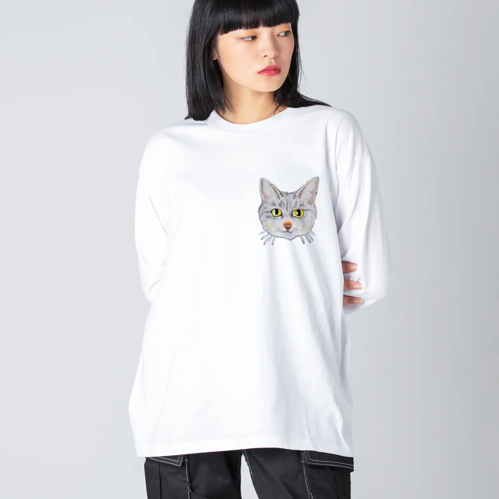 れいにゃん堂&れいにゃあ～と😺のチョークアートのキジトラ猫😸 Big Long Sleeve T-Shirt