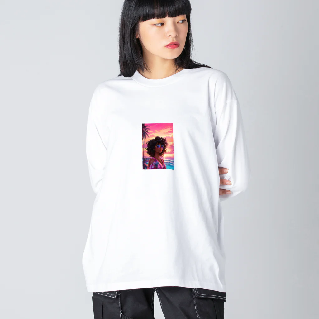 3M_Design_FactoryのSunset Girl ビッグシルエットロングスリーブTシャツ