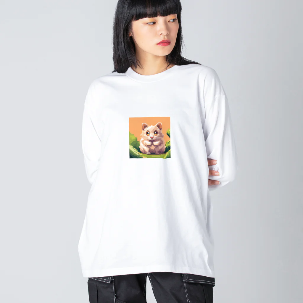 love-mczのドット絵のハムスター ビッグシルエットロングスリーブTシャツ